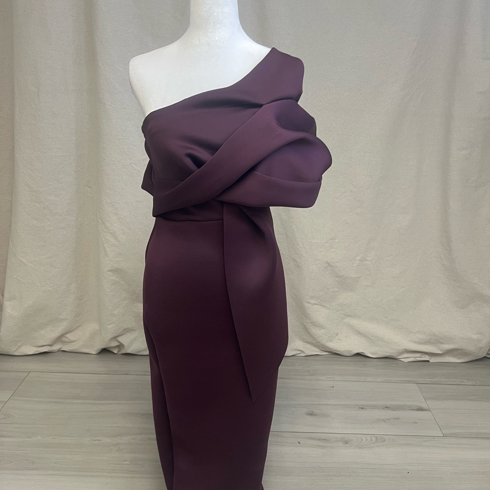 ASOS Design One-Shoulder Twist Midi Purple Dress Bodycon Formal Wedding Sz 6 NWT - Picture 3 of 7